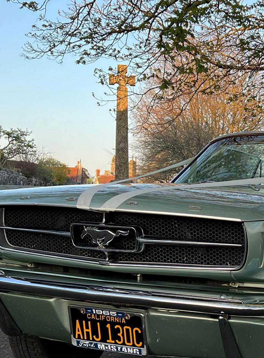 wedding car hire dorset, 1965 Mustang wedding car, classic Mustang wedding car, American muscle wedding car, vintage Mustang Dorset, Wedding Cars Dorset, wedding car Dorset, wedding car Somerset, wedding car Hampshire, wedding car Wiltshire, Mustang bridal car, unique wedding car hire, alternative wedding car UK, classic car wedding Dorset, Mustang wedding vehicle hire